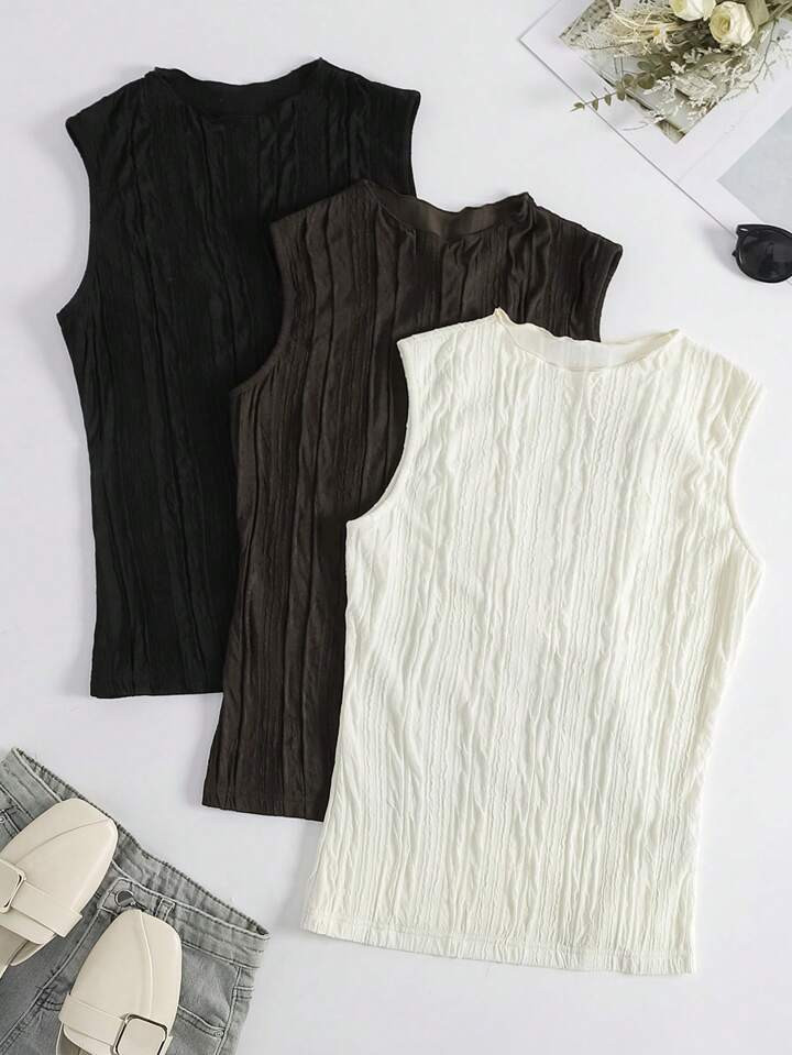SHEIN Privé 3pcs Solid Tank Top | SHEIN