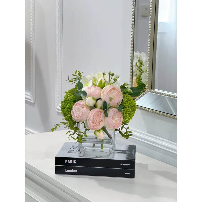 Faux Peony And Hydrangea In Vase | Wayfair North America