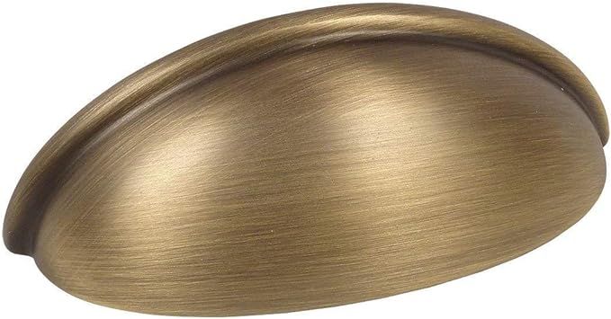 Cosmas 10 Pack 783BAB Brushed Antique Brass Cabinet Hardware Bin Cup Drawer Cup Pull - 3" Inch (7... | Amazon (US)