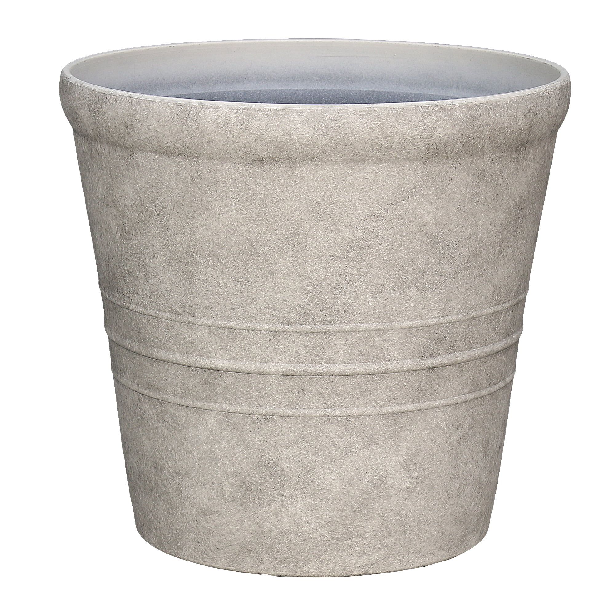 Better Homes & Gardens Verenna 14" x 14" x 13" Round Gray Polypropylene and Resin Plant Planter w... | Walmart (US)