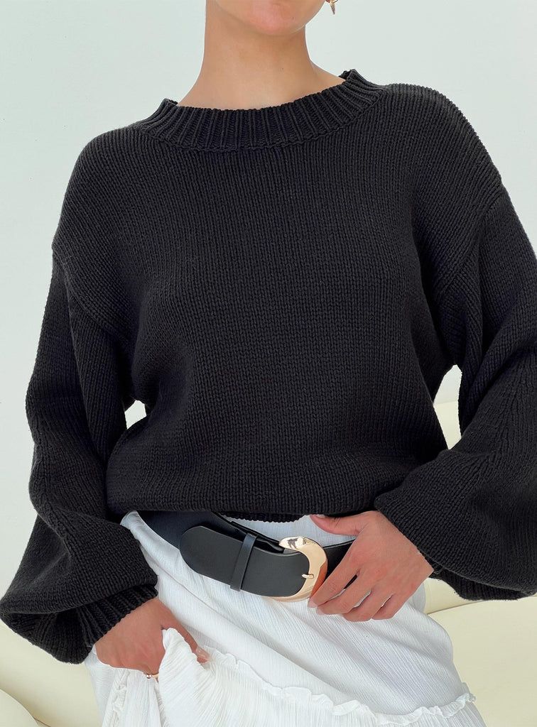 Harmony Knit Sweater Black | Princess Polly US