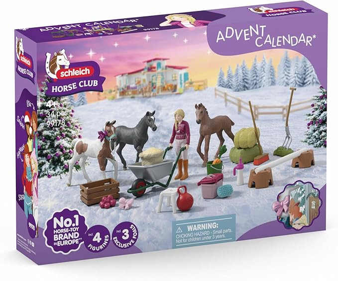 Schleich Horse Club - 2025 Horse Club Advent Calendar: Holiday Foal Magic - 34 Toys Including Pos... | Amazon (US)