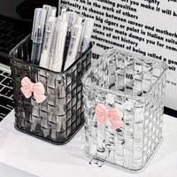 1pc Clear Acrylic Desk Organizer with Bow Accent-Durable Pen Holder and Storage Basket for Office Supplies,Pens,and Accessories | AliExpress (US)