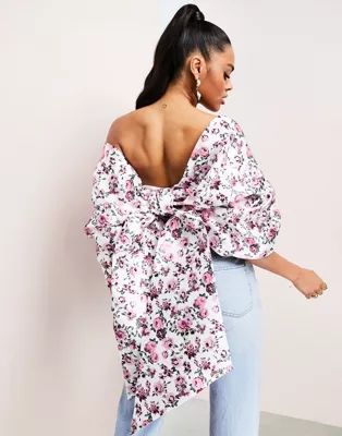 ASOS LUXE ultimate bow top in floral print | ASOS (Global)