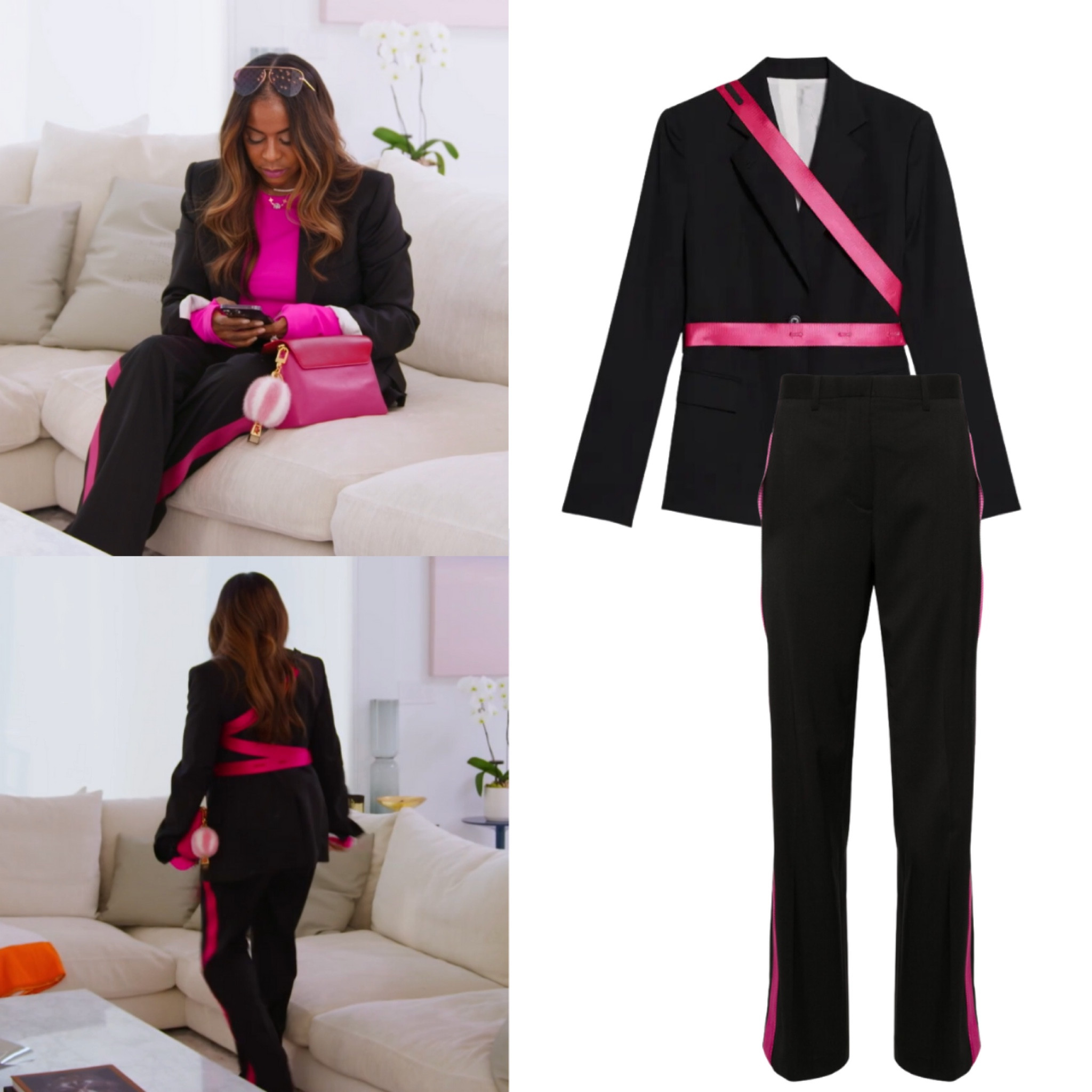 Mary Cosby’s Black Ribbon Trim Suit 