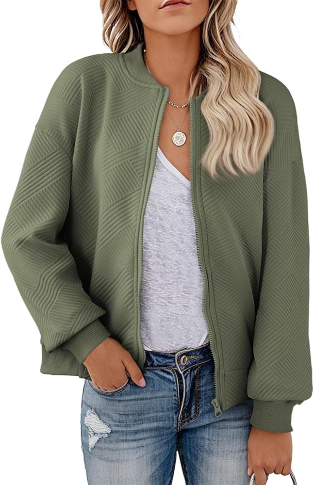 EVALESS Womens Bomber Jacket Coat Casual Stand Collar Zip Up Lightweight Fall Fashion Jackets Out... | Amazon (US)