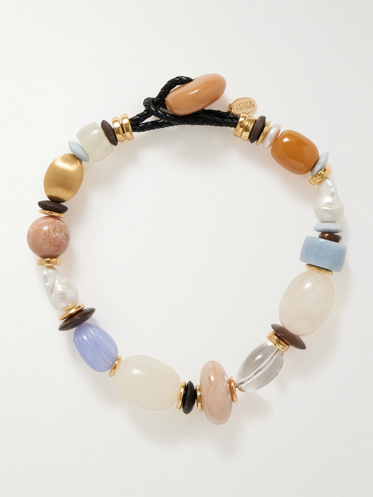 Lizzie Fortunato - Monument Gold-plated, Leather, Multi-stone And Horn Necklace - One size | NET-A-PORTER (US)