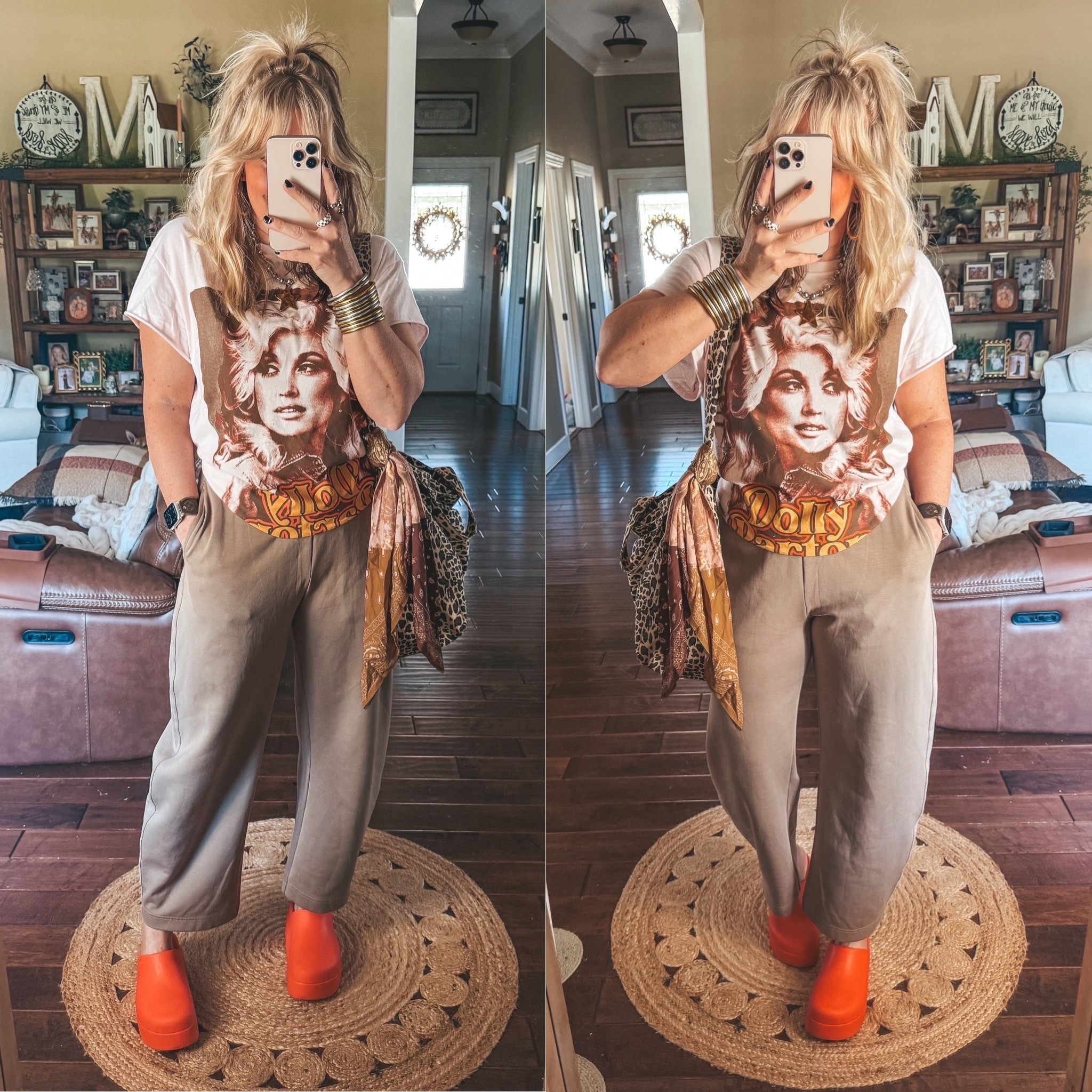 My Dolly tee is last year and I never wear it because it’s long sleeve  @target 
My tee is an XL
Pants are a medium 

🤩Save on my necklace, earrings, and rings with code MANDIE

#targetstyle #graphictee #diystyle #barrelpants #comfyoutfit #scarfstyle

#LTKgrwm #LTKootd #LTKOver40