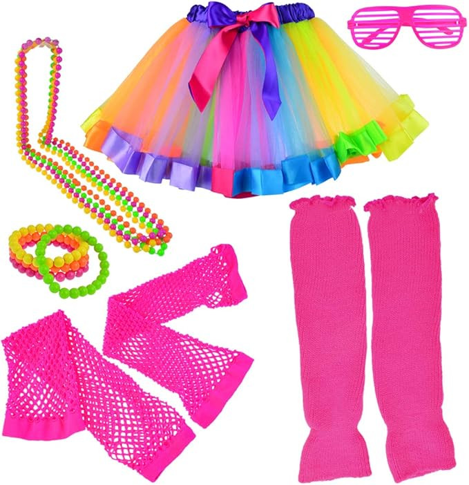 1980s Outfits Clothes Shirts Dress for Girl Neon | Amazon (US)