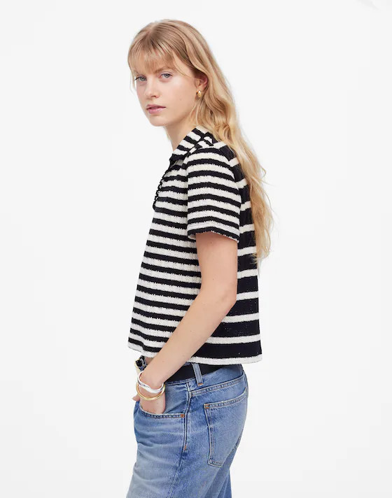 Crochet-Knit V-Neck Sweater Tee | Madewell | Madewell