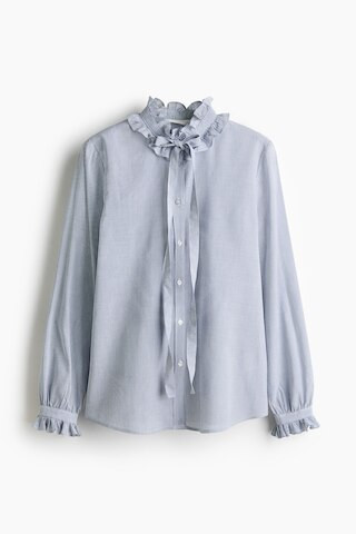 H & M - Ruffle-Trimmed Blouse - Blue | H&M (US + CA)