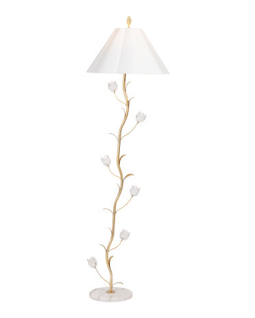 64in Flower Accented Marble Floor Lamp | TJ Maxx