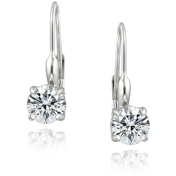 Zirconia Ice Swarovski Zirconia Sterling Silver Leverback Earrings | Walmart (US)