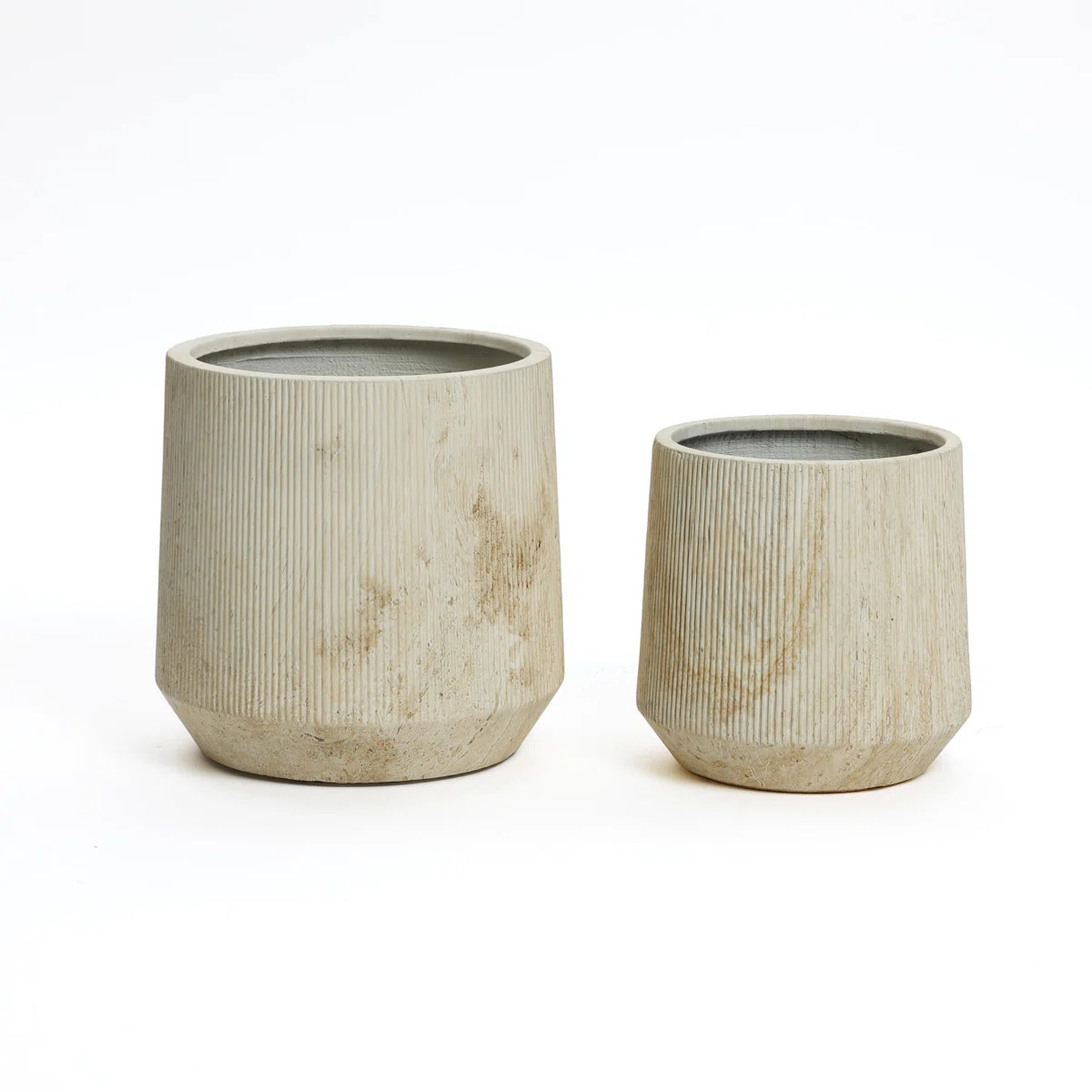 2-Piece Marble White with Brown Ribbons Texture MgO Planter Set, Indoor and Outdoor (Set of 2) | Wayfair North America