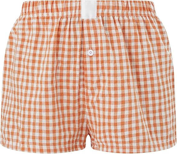 Women Pajamas Shorts Micro Boxer Shorts Y2K Cute Gingham Sleep Lounge Shorts Checkered Plaid Butt... | Amazon (US)