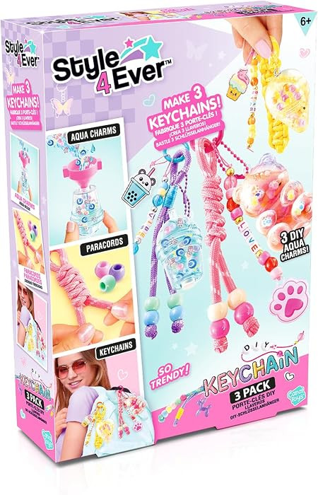 Canal Toys Style 4 Ever DIY Keychain Set | Paracord Braiding, Aqua Charms & Beads | Make 3 Custom... | Amazon (UK)