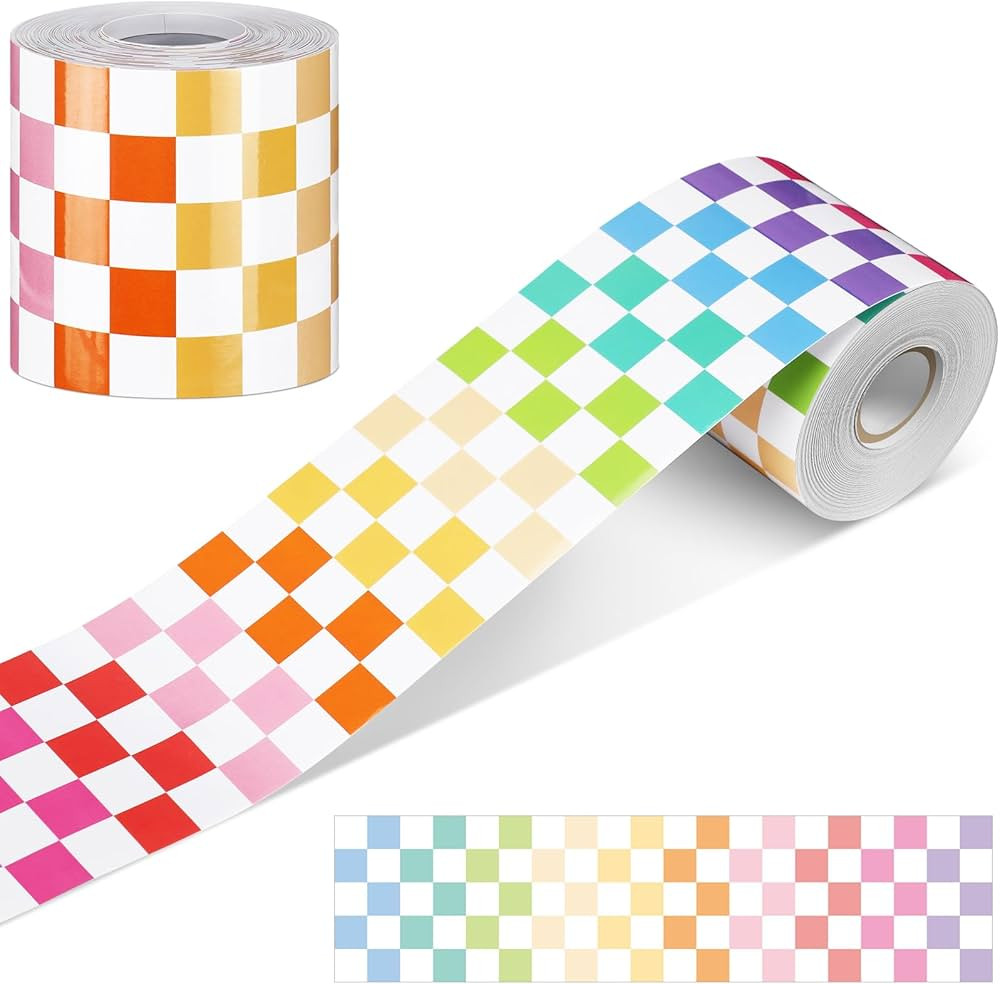 Zonon 65 Feet Checkerboard Bulletin Board Border Decorative Straight Wavy Rolled Border Trim Bord... | Amazon (US)
