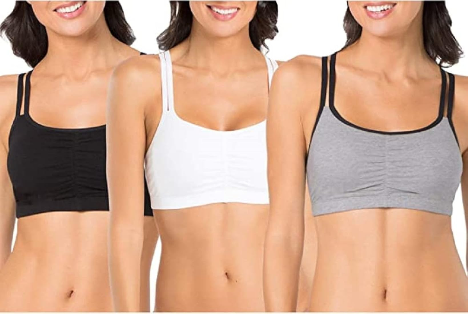Fruit of The Loom Women's Spaghetti Strap Cotton Pull Over 3 Pack Sports Bra | Amazon (US)