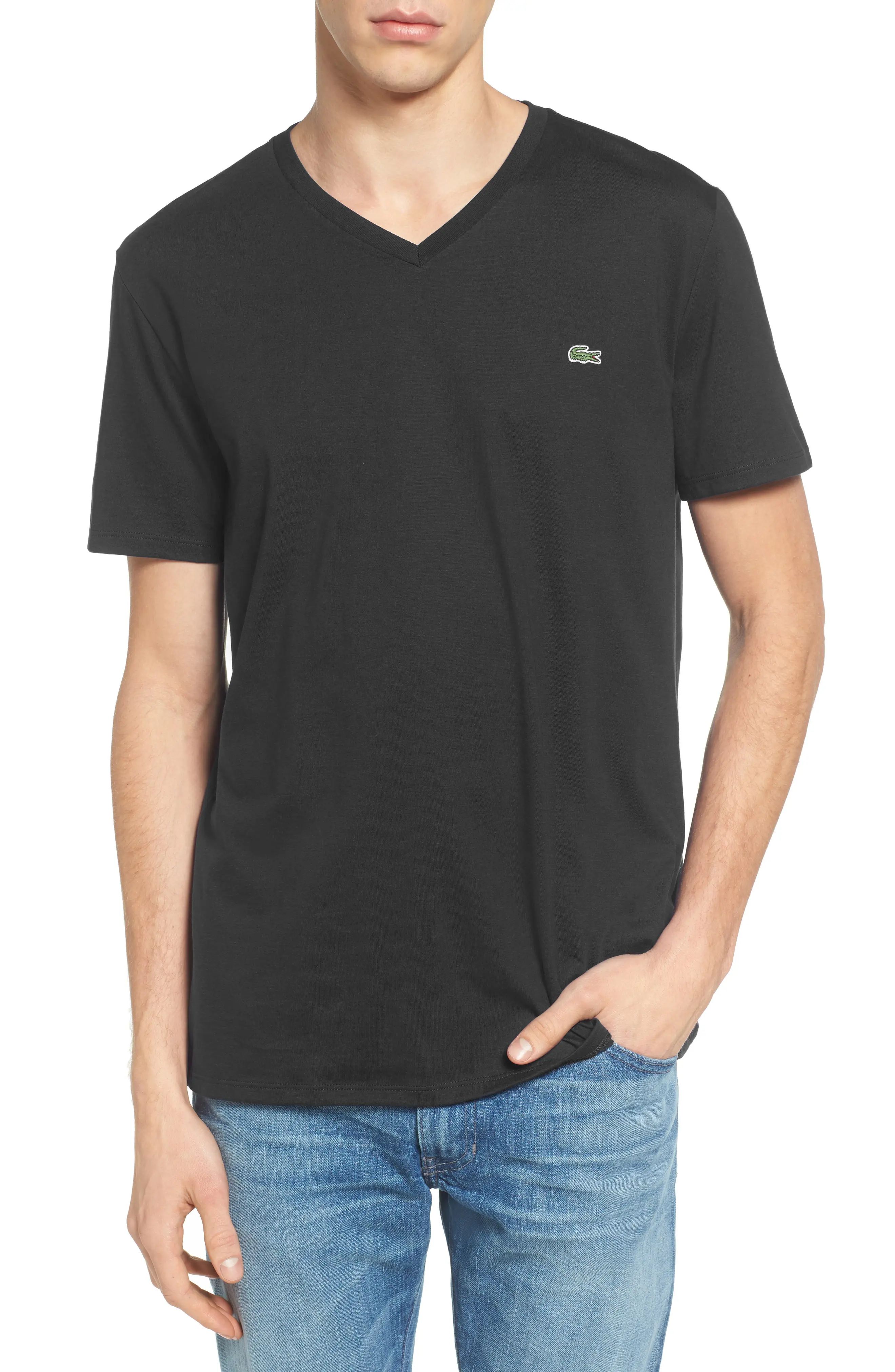 Men's Lacoste Regular Fit V-Neck T-Shirt, Size 8(3xl) - Black | Nordstrom