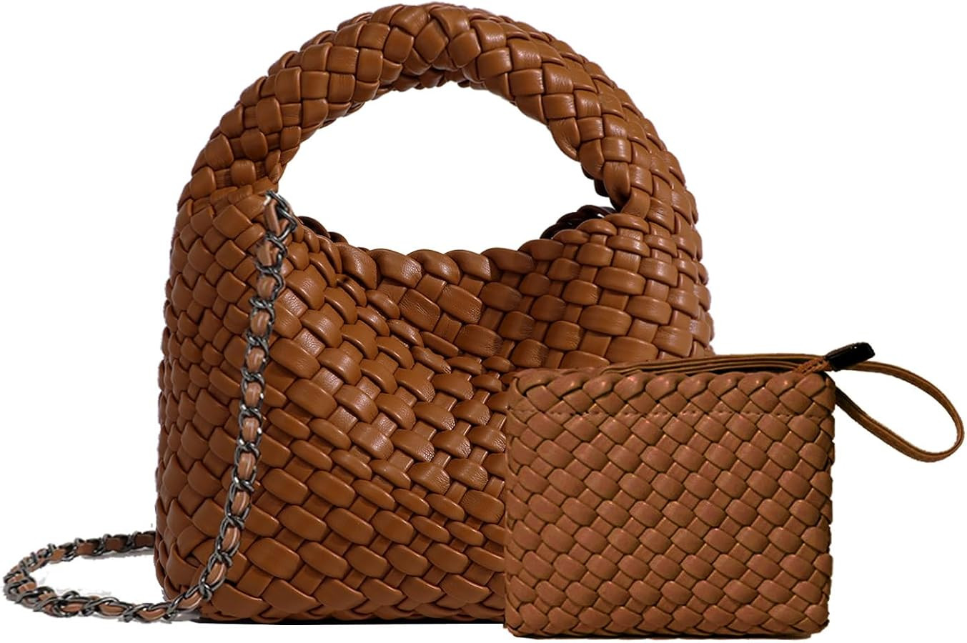 JINMANXUE Fashion Mini Handbag For Women, Woven Tote Bucket Composite Bag Knitting Chain Bags, Cr... | Amazon (US)