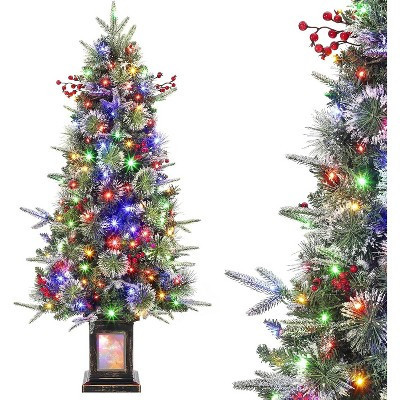 4.5ft Tall Artificial Christmas Tree with 150 Two-Color LED Lights, with Snowflake Berries, Perfect Christmas Decoration for Holiday Party | Target