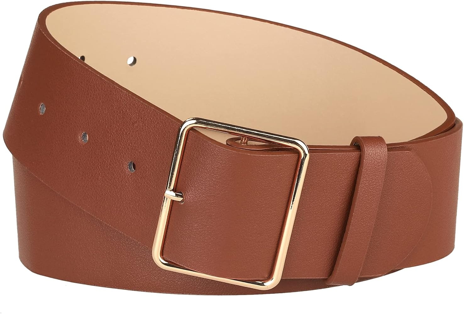 Allegra K PU Leather Belts for Women Metal Pin Buckle 2 Inches Wide Belt for Dress Pants | Amazon (US)