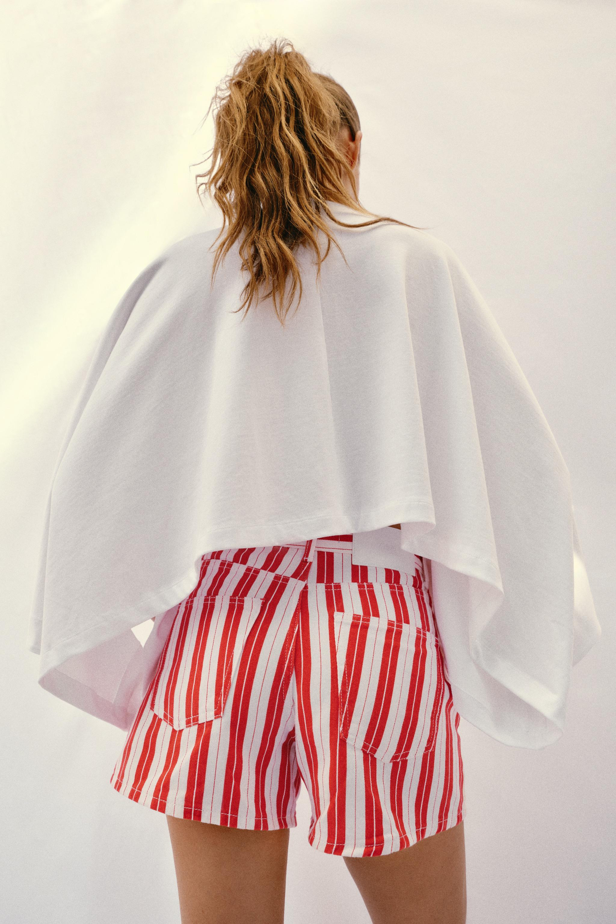 STRIPED MOM FIT SHORTS | Zara US