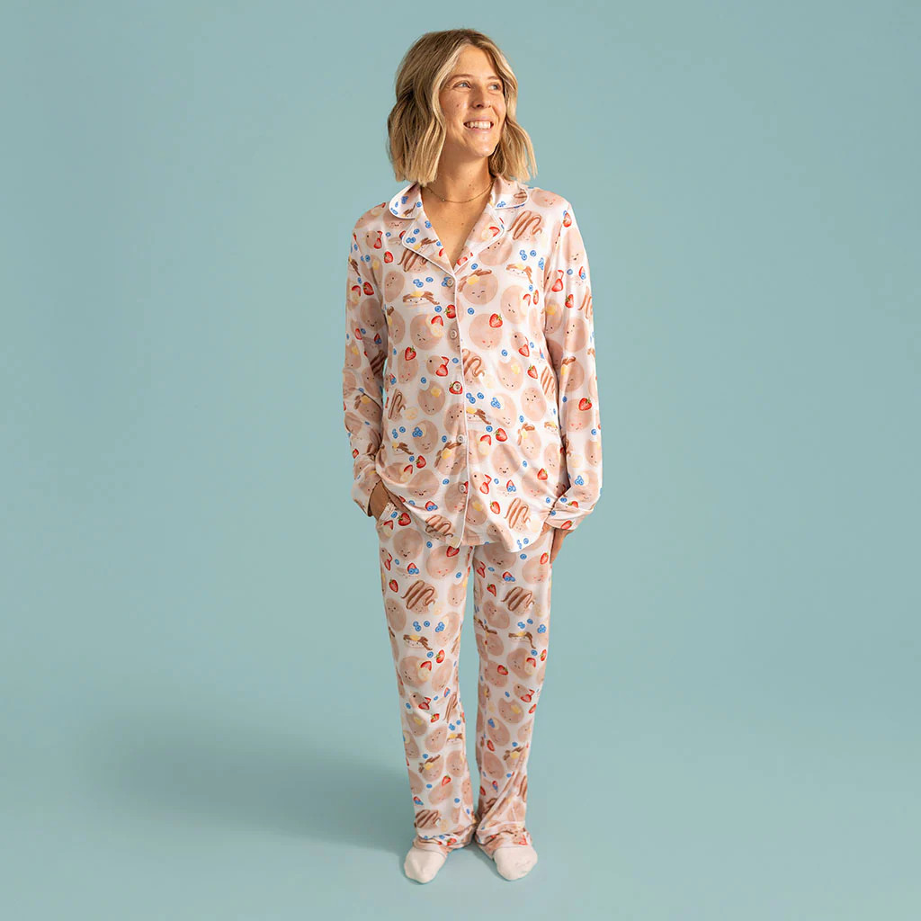 Flapjacks White Luxe Womens Pajamas | Pancakes | Posh Peanut
