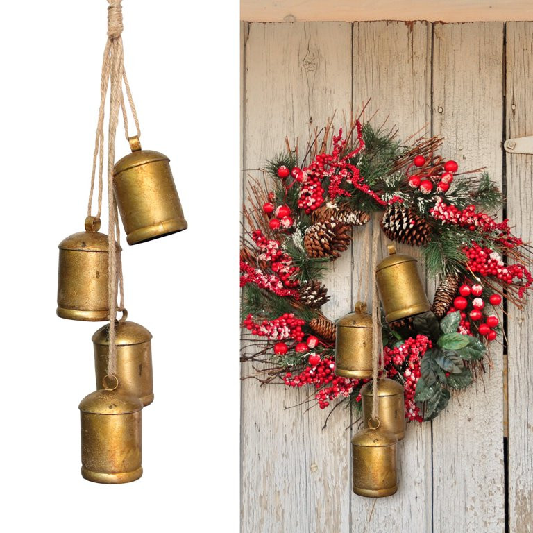 HXXF Decorative Bells, Christmas Bells, Metal Indoor and Outdoor Blessing Bells, 4-Piece Set of H... | Walmart (US)