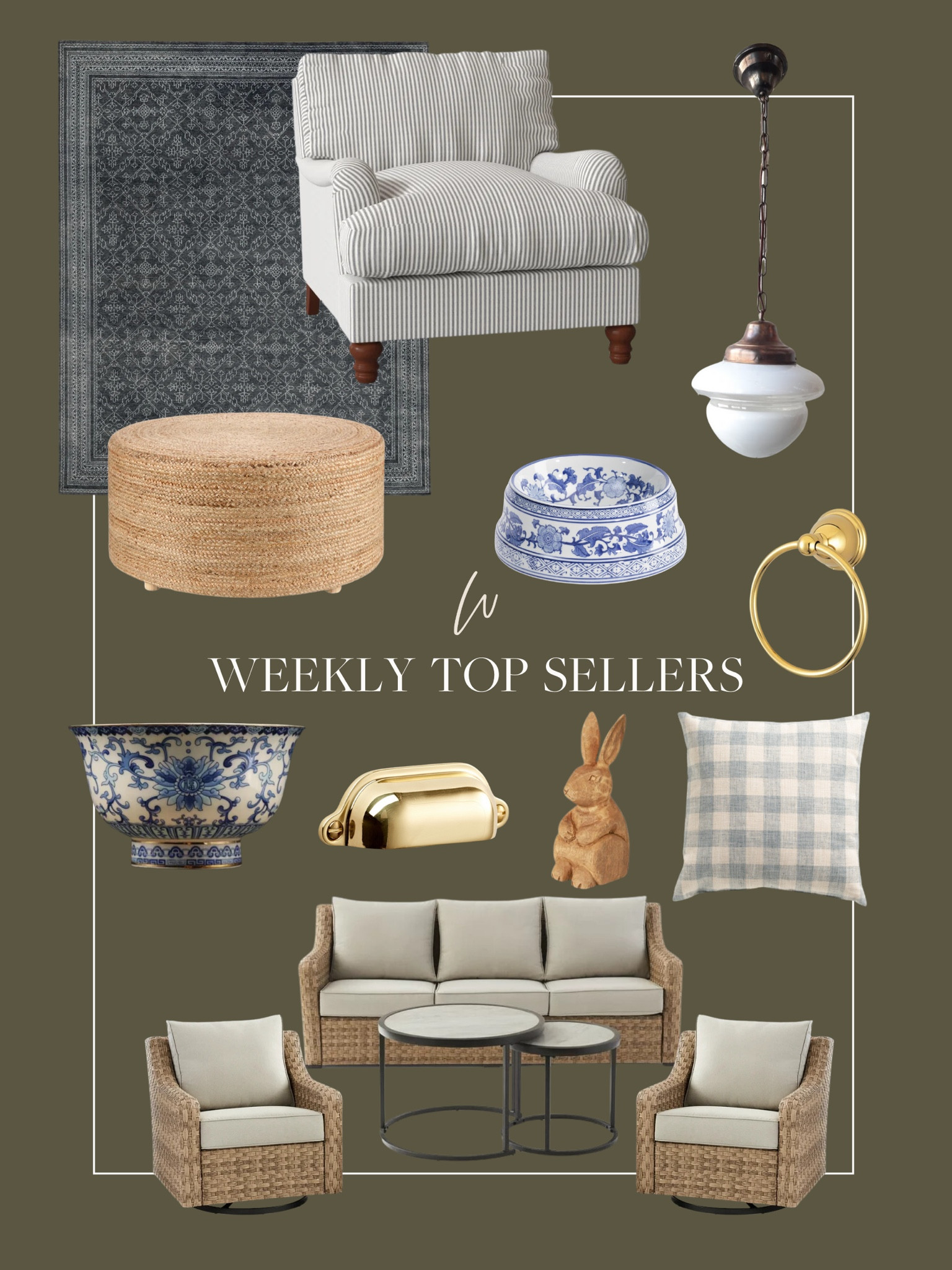 This week’s top sellers! So many beautiful finds and favorites that we love. I love and adore this accent chair. Our top selling patio set from last year is back in stock and such a great price! I love both of these chinoiserie bowls (one a dog bowl) and this beautiful Etsy pendant is so precious! 

#LTKhome #LTKstyletip