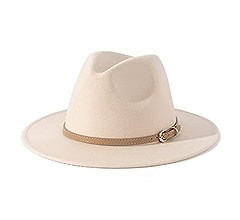 Lisianthus Women Classic Felt Fedora Wide Brim Hat with Belt Buckle | Amazon (US)