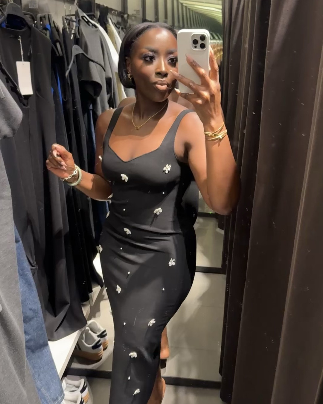 There’s something cute and sophisticated about this dress that I love! Imagine this with a black blazer with shoulder pads? I actually saw a cute satin blazer from ZARA. I will link it on LTK also. Wearing a Large in this dress. 

#LTKStyleTip #LTKBeauty #LTKFindsUnder100
