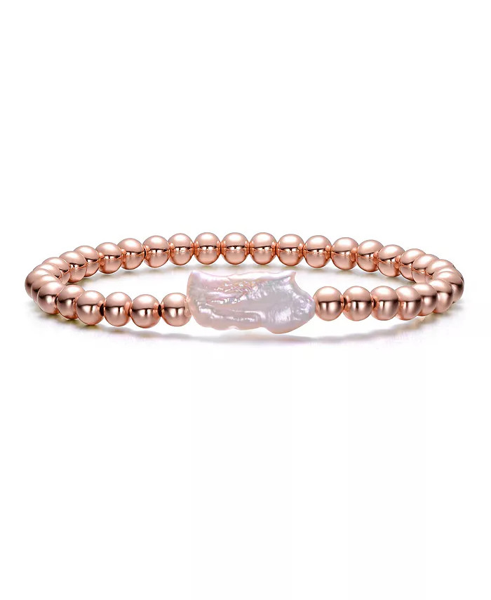 Rachel Glauber Baroque White Pearl Ball Bead Link Stretchable Layering Bracelet - Macy's | Macy's