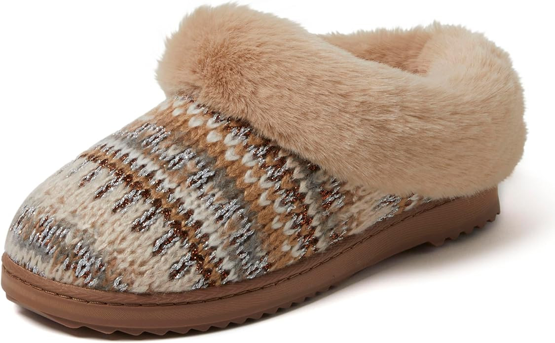 Dearfoams Women's Memory Foam Cozy Soft House Slippers Gifts for Women Hannah Knit Clog House Sho... | Amazon (US)