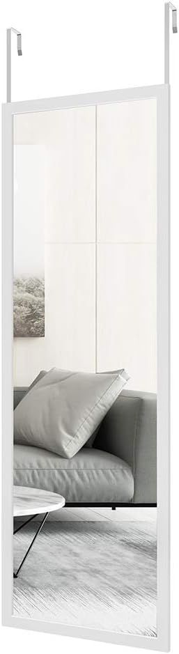 whitebeach Wall Mirror Full Length Door Mirror, White Bedroom Mirror Full Body Mirror Over The Do... | Amazon (US)