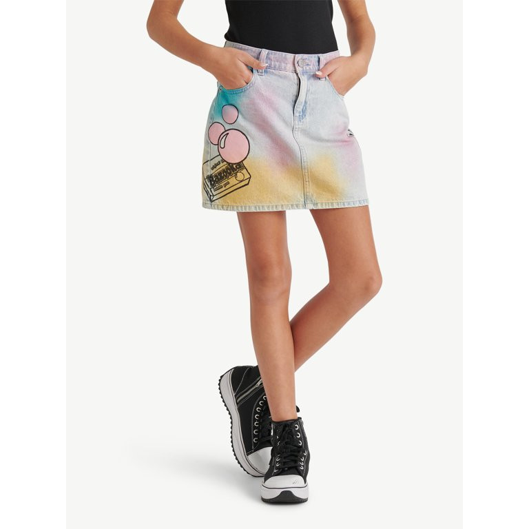 Justice Girls Ring Pop Collab Denim Skirt, Sizes 6-18 | Walmart (US)