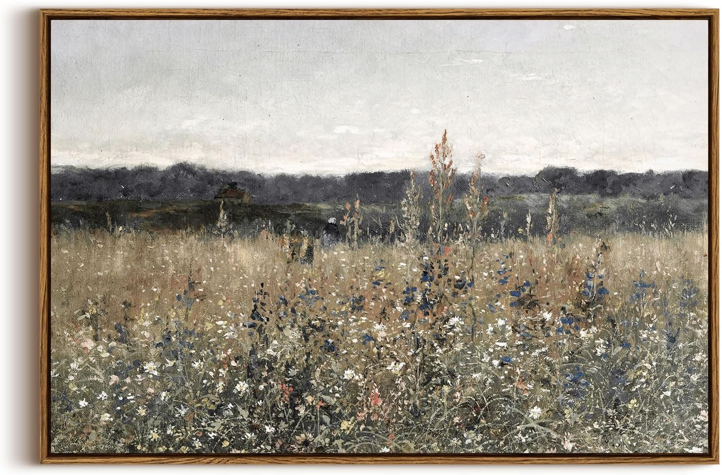 InSimSea Framed Canvas Wall Art Vintage Decor, Large Wall Art, Meadow with Flowers Landscape Wall... | Amazon (US)