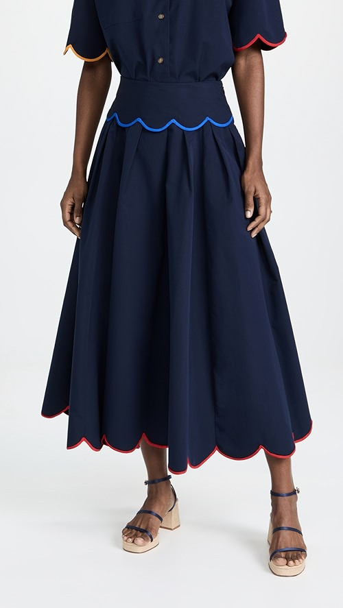 Scallop Hem Skirt with Rainbow Piping | Shopbop