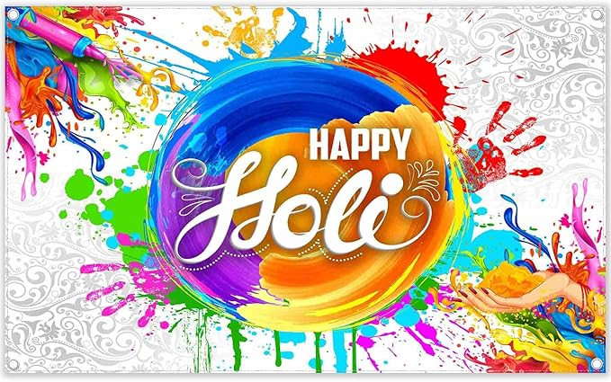 YCUCUEI 72x43inch Happy Holi Backdrop Indian Festival of Colors Background Colorful Paint Hindu T... | Amazon (US)