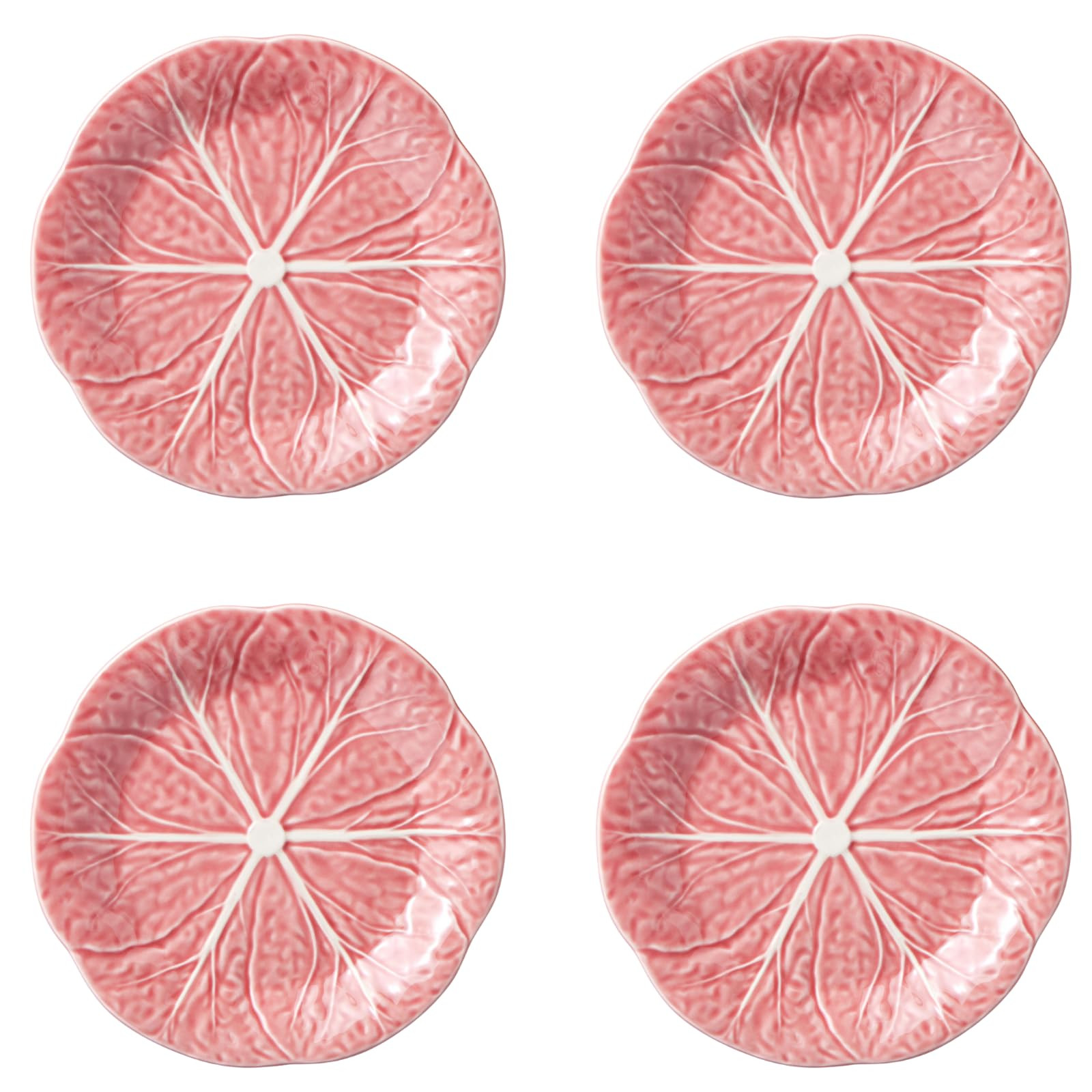 Bordallo Pinheiro Pink Cabbage Dessert Fruit Plate Set of 4 Leaf Motif Earthenware Handcrafted Po... | Amazon (US)