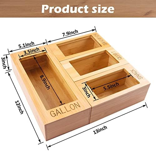 Aliyaduo ZipLock Bag Organizer Dispenser for Kitchen Drawer,Suitable for Gallon, Quart, Sandwich and | Amazon (US)