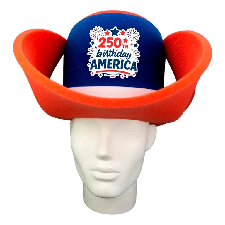 Giant 250th Birthday Foam Cowboy Hat, Red/White/Blue, Patriotic by Way To Celebrate | Walmart (US)