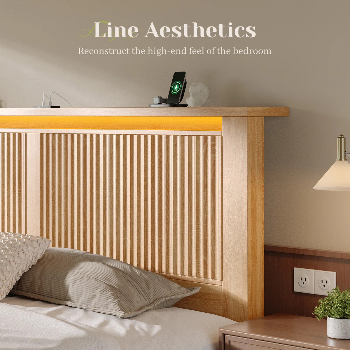 Fluted Panel Platform Bed with LED Headboard, Storage Drawers & USB Charging,No Box Spring Needed | Wayfair North America