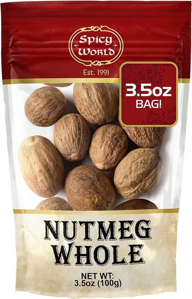 Spicy World Nutmeg Whole 3.5oz (100g) - Premium Grade from Indonesia, Pure, Natural, Gluten Free | Amazon (US)