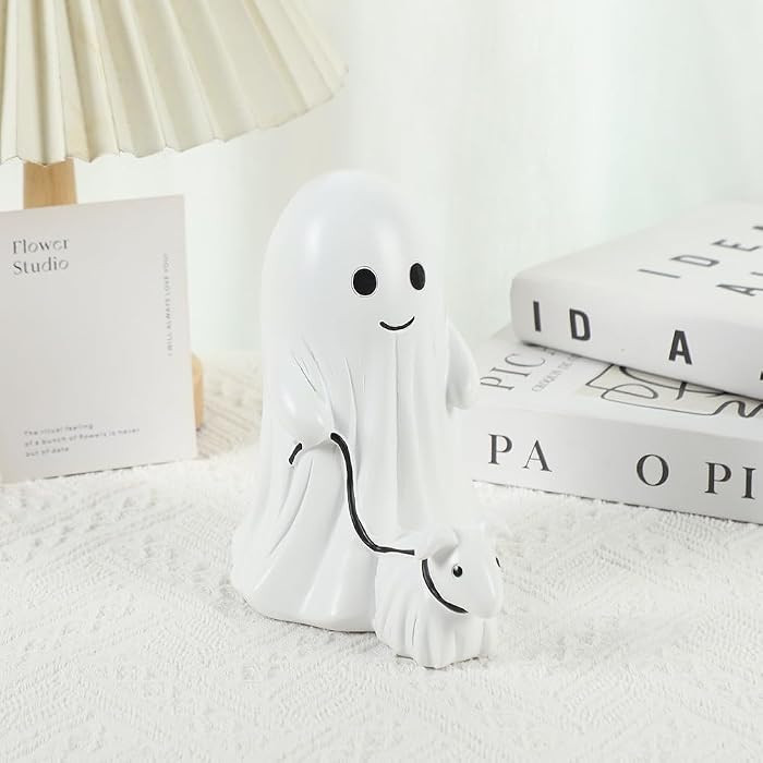 Cute Ghost Walking Dog Statue Halloween Indoor Decors Resin Figurine Display Decorations for Home... | Amazon (US)