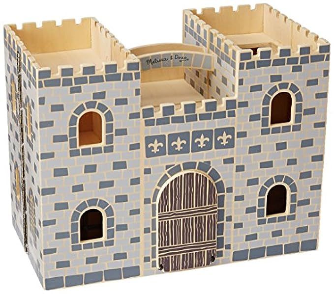 Melissa & Doug Fold and Go Wooden Castle Dollhouse With Wooden Dolls and Horses (12 pcs) | Amazon (US)