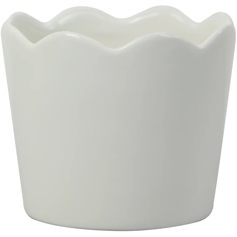 Mainstays 4in Scallop White Ceramic Round Planter | Walmart (US)
