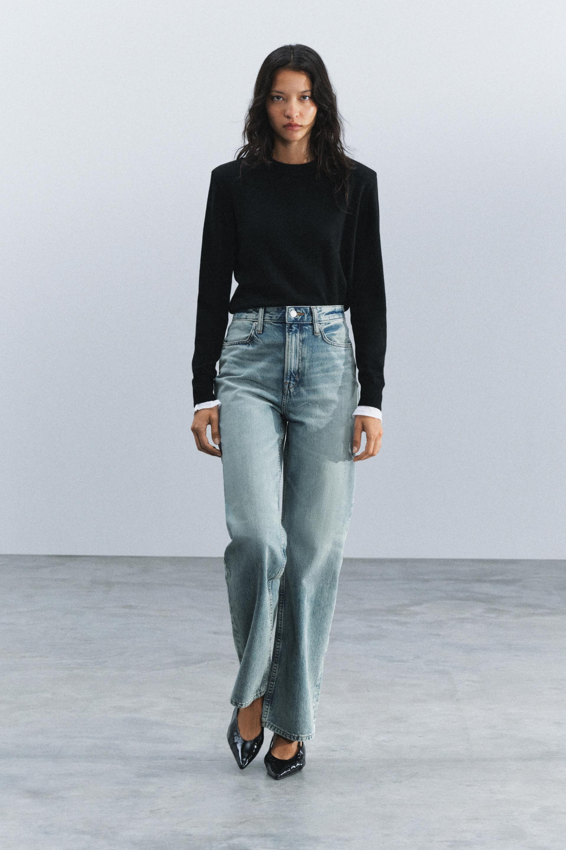 Zara - Zw Collection Balloon Pleated Pants - Women - Blue - Women | Zara US
