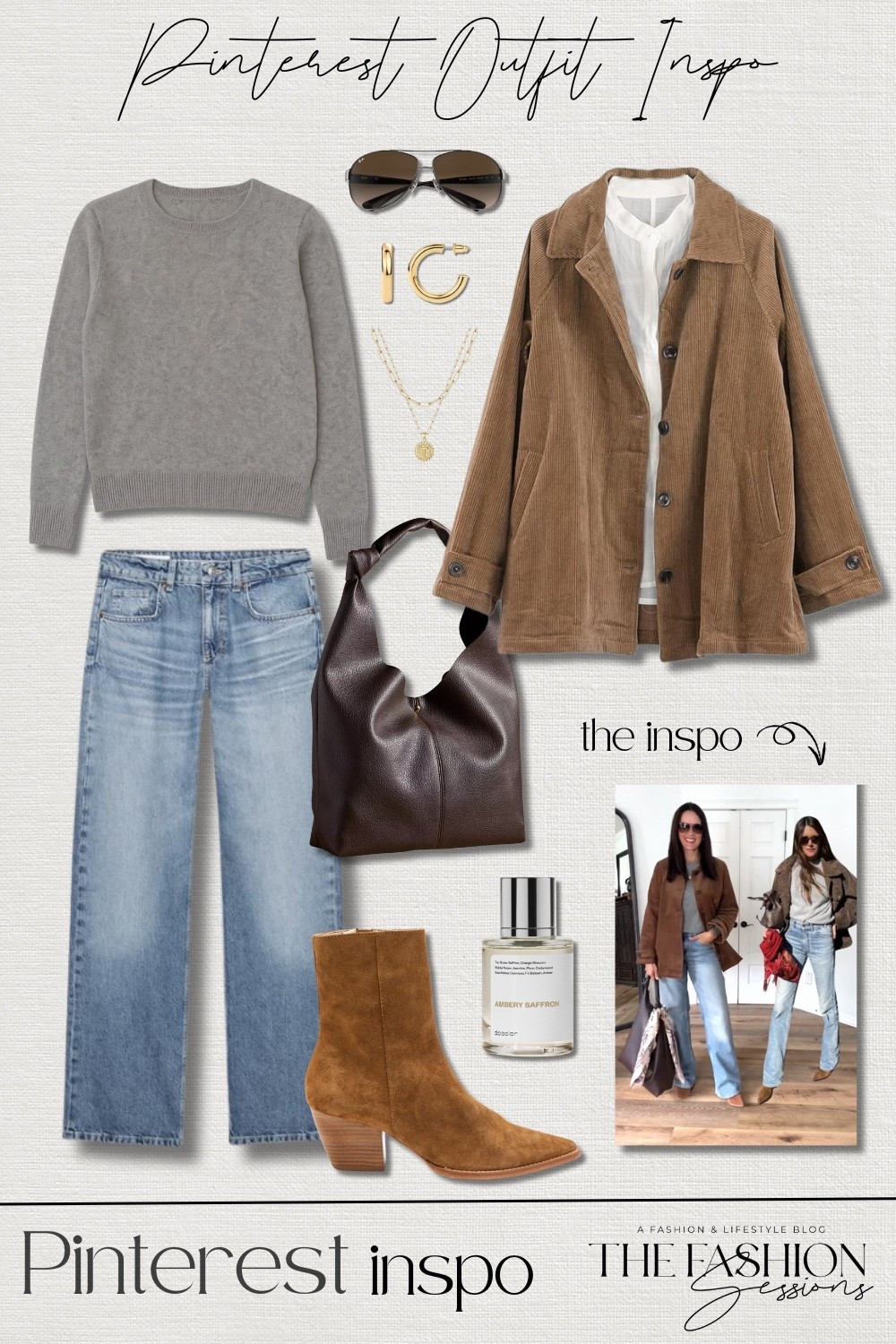 Recreating Pinterest looks for fall! 🍂 corduroy jacket | Mongolian cashmere sweater | wide leg jeans | booties | The Love Knot Slouchy Bag | fall outfit | casual outfit 

#LTKFindsUnder100 #LTKOver40 #LTKStyleTip