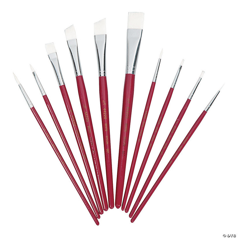 Plaid® White Nylon Paintbrushes - 10 Pc. | Oriental Trading Company